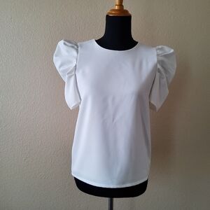 TCEC Puff Sleeve Top Size S White New